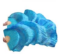 Ventagli lunghi pieghevoli for danza del ventre, veli di seta, ventagli da danza, 1 paio, fatti a mano, in seta, for danza del ventre, camicia da danza tradizionale(9,L 180cm 90cm)