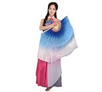 Ventagli lunghi pieghevoli for danza del ventre, veli for ventaglio in seta fatti a mano professionali, ventagli corti a semicerchio for danza del ventre, 1 paio sfumato(1,36cm 30cm)