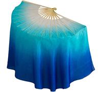 Ventagli lunghi pieghevoli for danza del ventre, veli for ventaglio in seta fatti a mano professionali, ventagli corti a semicerchio for danza del ventre, 1 paio sfumato(2,31cm 30cm)