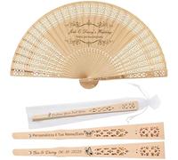 Ventagli Matrimonio Personalizzati Bomboniere Matrimonio per Gli Ospiti Ventaglio Pieghevole In Legno Personalizzati con Nome/Data Inciso per Festa di Matrimonio Baby Shower Decorazioni (Stile C, 50)