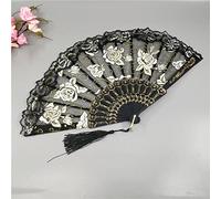 Ventagli Pieghevoli Per Donna, 2Pcs Fiore Di Pizzo Nero Ventaglio Pieghevole In Plastica Vintage Grandi Ventagli Palmari Con Nappa Fatti A Mano Ventaglio Cinese Spagnolo Per La Festa Danzante Matrim