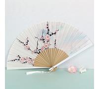 Ventagli Pieghevoli Per Donna, Ventaglio Pieghevole Elegante Fiore Di Pesco Ventaglio Pieghevole In Seta Ventaglio Di Bambù Naturale Con Nappa Ventaglio Cinese Fatto A Mano Bianco Per La Decorazion