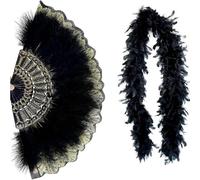 Ventagli piumati fatti a mano 2pcs con lussuoso nero piumato Boa Accessori per matrimoni e spettacoli teatrali Turchia Fan