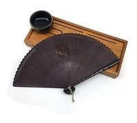 Ventagli Tenuti in Mano Pieghevoli,Ventilatore Pieghevole Portatile da Donna Retro Stile Cinese Fine Fiore Rosa Marrone Scultura Vuota Ventagli Portati Ventagli Portatili Pieni Di Ossa Di Bambù Per La