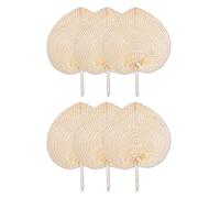 Ventaglio a Mano in Rafia Naturale - Intrecciato a Forma di Cuore in Bambù Tessuto - Foglia di Palma e Paglia per Matrimoni (6)