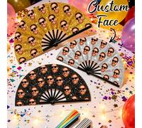 Ventaglio a mano personalizzato con stampa fotografica - Ventaglio pieghevole in bambù con glitter personalizzato. Accessorio divertente per feste di compleanno e addii al nubilato Rosa glitterato,Gli