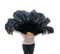 Ventaglio a mano pieghevole per donna, ventaglio in piuma di struzzo grande giallo ventaglio portatile pieghevole da danza soffice da danza vari stili oggetti di festa oggetti di scena scena scena fan