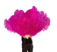 Ventaglio a mano pieghevole per donna, ventaglio in piuma di struzzo grande giallo ventaglio portatile da danza soffice da danza pieghevole stili diversi oggetti per feste oggetti di scena scena fan