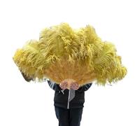 Ventaglio a mano pieghevole per donna, ventaglio in piuma di struzzo grande giallo ventaglio portatile da danza soffice da danza pieghevole stili diversi oggetti di festa oggetti di scena scena scena