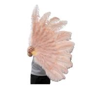 Ventaglio a mano pieghevole per signore, Ventaglio di piume di struzzo viola 100CM 130CM Performance Dance Props Piume Ventaglio pieghevole Artigianato Ventaglio con piume di marabù(Champagne,100CM)