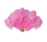 Ventaglio a mano pieghevole per signore, Ventaglio di piume di struzzo viola 100CM 130CM Performance Dance Props Piume Ventaglio pieghevole Artigianato Ventaglio con piume di marabù(Pink,100CM)