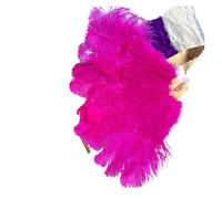 Ventaglio a mano pieghevole per signore, Ventaglio di piume di struzzo viola 100CM 130CM Performance Dance Props Piume Ventaglio pieghevole Artigianato Ventaglio con piume di marabù(Rose,130CM)