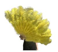 Ventaglio a mano pieghevole per signore, Ventaglio di piume di struzzo viola 100CM 130CM Performance Dance Props Piume Ventaglio pieghevole Artigianato Ventaglio con piume di marabù(Yellow,130CM)