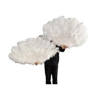 Ventaglio a mano pieghevole per signore, Ventaglio di piume di struzzo viola 100CM 130CM Performance Dance Props Piume Ventaglio pieghevole Artigianato Ventaglio con piume di marabù(White,100CM)