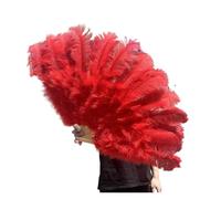 Ventaglio a mano pieghevole per signore, Ventaglio di piume di struzzo viola 100CM 130CM Performance Dance Props Piume Ventaglio pieghevole Artigianato Ventaglio con piume di marabù(Red,130CM)