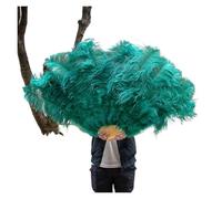 Ventaglio a mano pieghevole per signore, Ventaglio di piume di struzzo viola 100CM 130CM Performance Dance Props Piume Ventaglio pieghevole Artigianato Ventaglio con piume di marabù(Dark Green,100CM)