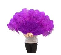 Ventaglio a mano pieghevole per signore, Ventaglio di piume di struzzo viola 100CM 130CM Performance Dance Props Piume Ventaglio pieghevole Artigianato Ventaglio con piume di marabù(Purple,100CM)