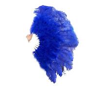 Ventaglio a mano pieghevole per signore, Ventaglio di piume di struzzo viola 100CM 130CM Performance Dance Props Piume Ventaglio pieghevole Artigianato Ventaglio con piume di marabù(Royal Blue,100CM)