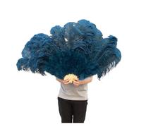 Ventaglio a mano pieghevole per signore, Ventaglio di piume di struzzo viola 100CM 130CM Performance Dance Props Piume Ventaglio pieghevole Artigianato Ventaglio con piume di marabù(26 Navy,130CM)