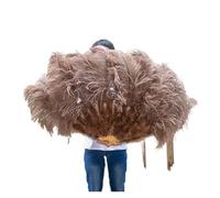 Ventaglio a mano pieghevole per signore, Ventaglio di piume di struzzo viola 100CM 130CM Performance Dance Props Piume Ventaglio pieghevole Artigianato Ventaglio con piume di marabù(30 Coffee,100CM)