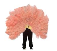 Ventaglio a mano pieghevole per signore, Ventaglio di piume di struzzo viola 100CM 130CM Performance Dance Props Piume Ventaglio pieghevole Artigianato Ventaglio con piume di marabù(52 Pink,100CM)