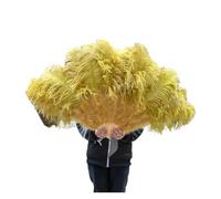 Ventaglio A Piuma Grande 130CM/100CM Ventaglio bianco grande con piume soffici 13 ossa portatile for spettacoli di danza di carnevale e artigianato fai da te Ventaglio Pieghevole A Mano Con Piume(Oliv