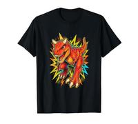 Ventaglio colorato per Bambini con fossili di paleontologia Carnotaurus Dinosaur Maglietta con Stampa Grafica Economica, Uomo, Nero, S