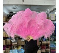 Ventaglio con piume di struzzo bianche da 13 ossi, 100 cm, 130 cm, accessori per danza, ventagli, pieghevoli, artigianali, con ventaglio di piume, rosa, 100 cm, 2 pezzi