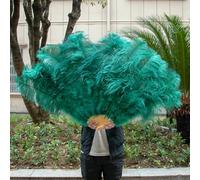 Ventaglio con piume di struzzo bianche da 13 ossi, 100 cm, 130 cm, accessori per danza, ventagli, pieghevoli, artigianali, con ventaglio di piume, verde scuro, 130 cm, 2 pezzi