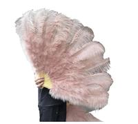 Ventaglio Da Danza In Piume 130CM/100CM Ventaglio bianco grande con piume soffici 13 ossa portatile for spettacoli di danza carnevale e artigianato fai da te(25 Leather Pink,Big Fan 1Pair(two))