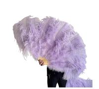 Ventaglio Da Danza In Piume 130CM/100CM Ventaglio bianco grande con piume soffici 13 ossa portatile for spettacoli di danza carnevale e artigianato fai da te(21 Light purple,Big Fan 1Pair(two))