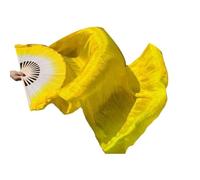 Ventaglio da danza in seta, Ventagli di seta for danza del ventre da donna, ventagli for bambini, for , for a doppia faccia estesi, for con gradiente colore, colorati for , for destrimani(Yellow)