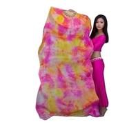 Ventaglio da danza tinto in pura seta naturale, veli per donne, danza del ventre, spettacoli, 1 paio di ventagli per danza del ventre, colore sfumato (colore-10, 1 paio, 230 x 90 cm)