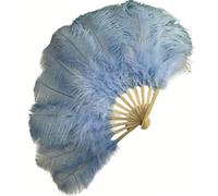 Ventaglio da donna con piume, 35 cm, piccolo ventaglio pieghevole, vintage