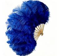 Ventaglio da donna con piume, 35 cm, piccolo ventaglio pieghevole, vintage