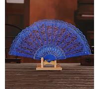 Ventaglio da Donna in Tessuto,con Tasche per Matrimonio,Stile Vintage Barocco Spagnolo,per L'Estate vittoriana,per Matrimoni,Compleanni,Feste,Halloween,Carnevale,Balli di Carnevale,Colore Blu