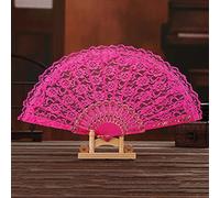 Ventaglio da donna in tessuto, scomparti per matrimoni, in pizzo, stile vintage, barocco spagnolo, vittoriano, estivo, per matrimoni, compleanni, feste, Halloween, carnevale, balli, a mano, rosa