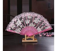 Ventaglio da sposa in pizzo, stile barocco vittoriano, stile vintage, pieghevole, per uomini e donne, per matrimoni, feste, costumi, carnevale, danza, carnevale, rosa