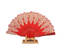 Ventaglio d'arte Ventaglio pieghevole in plastica con polvere d'oro spruzzata, ventaglio da ballo, decorazione for feste, accessori for tiro, regalo di festa Danzante(Rot)