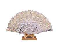 Ventaglio d'arte Ventaglio pieghevole in plastica con polvere d'oro spruzzata, ventaglio da ballo, decorazione for feste, accessori for tiro, regalo di festa Danzante(Wit)