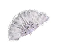 Ventaglio decorativo da sposa piumato leggero pizzo festa di nozze essenziale fotografia puntelli accessori da sposa elegante ventaglio piuma, Misura unica, come descritto, come descritto