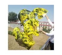 Ventaglio di Danza Ventilatore,Velo Ballo Fan Veli for danza del ventre tie-dyed for donne/ragazze, 180 cm di lunghezza, veri ventagli in seta naturale for ballare, un paio(As the picture-11,M)