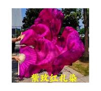 Ventaglio di Danza Ventilatore,Velo Ballo Fan Veli for danza del ventre tie-dyed for donne/ragazze, 180 cm di lunghezza, veri ventagli in seta naturale for ballare, un paio(As the picture-05,L)