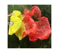 Ventaglio di Danza Ventilatore,Velo Ballo Fan Veli for danza del ventre tie-dyed for donne/ragazze, 180 cm di lunghezza, veri ventagli in seta naturale for ballare, un paio(As the picture-20,M)