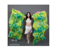 Ventaglio di Danza Ventilatore,Velo Ballo Fan Veli for danza del ventre tie-dyed for donne/ragazze, 180 cm di lunghezza, veri ventagli in seta naturale for ballare, un paio(As the picture-14,M)