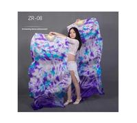 Ventaglio di Danza Ventilatore,Velo Ballo Fan Veli for danza del ventre tie-dyed for donne/ragazze, 180 cm di lunghezza, veri ventagli in seta naturale for ballare, un paio(As the picture-15,L)