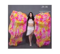 Ventaglio di Danza Ventilatore,Velo Ballo Fan Veli for danza del ventre tie-dyed for donne/ragazze, 180 cm di lunghezza, veri ventagli in seta naturale for ballare, un paio(As the picture-19,L)