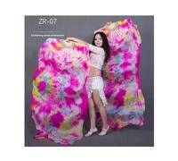 Ventaglio di Danza Ventilatore,Velo Ballo Fan Veli for danza del ventre tie-dyed for donne/ragazze, 180 cm di lunghezza, veri ventagli in seta naturale for ballare, un paio(As the picture-02,M)