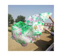 Ventaglio di Danza Ventilatore,Velo Ballo Fan Veli for danza del ventre tie-dyed for donne/ragazze, 180 cm di lunghezza, veri ventagli in seta naturale for ballare, un paio(As the picture-17,M)
