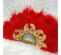 Ventaglio di piume bianche di grandi dimensioni, ventaglio di piume bianche africane con pietre, per la sposa, nigeriano-7